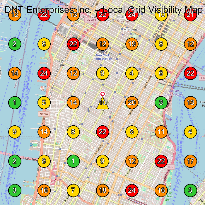 DNT Enterprises Inc. Hvac Contractor GeoGrid ranking map for New York NY